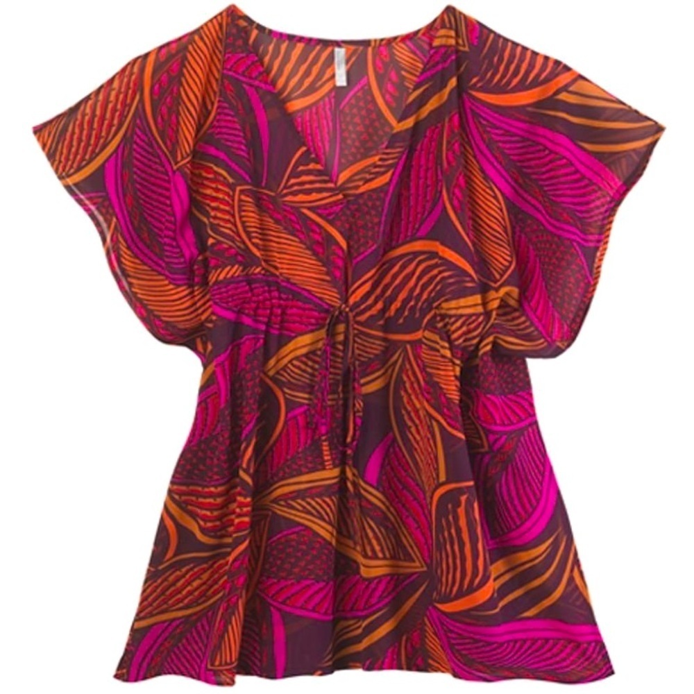 NWT OLD NAVY tropical,pink&orange swim Cover-up,drawstring,top,resort wear,Kafka